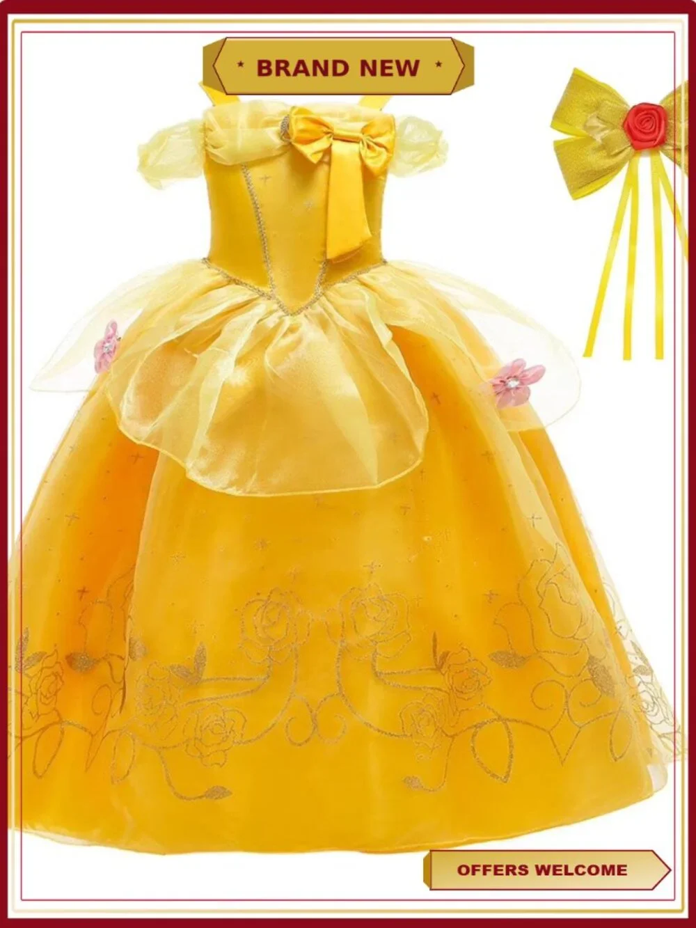 Girls Princess Costume Off Shoulder Dress with Accessories
